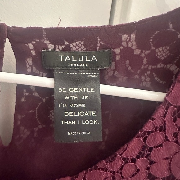 Talula Aritzia Purple Lace Short Sleeve Scoop Neck T-shirt Top Size XXS Women’s - Picture 6 of 13